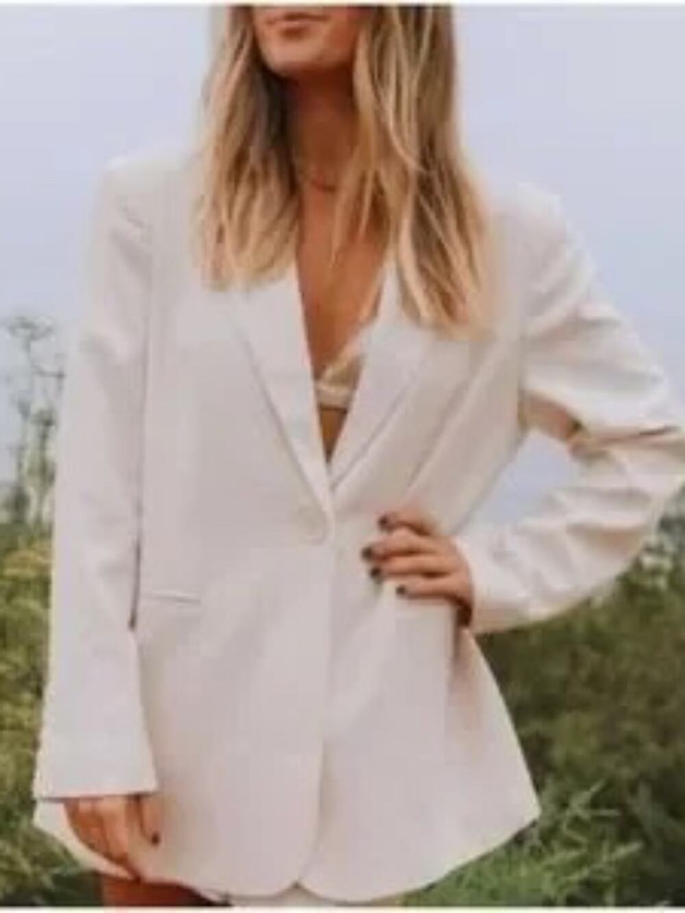 Daily Drills Oversized Cream Single Button Blazer Size M/L NWT